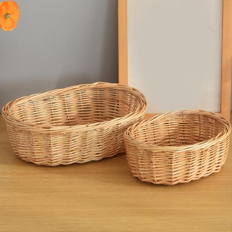 Handwoven Rattan Fruit Tray For Home Use Natural Materials Large Capacity Easy to Clean for Kitchen or Dining Room