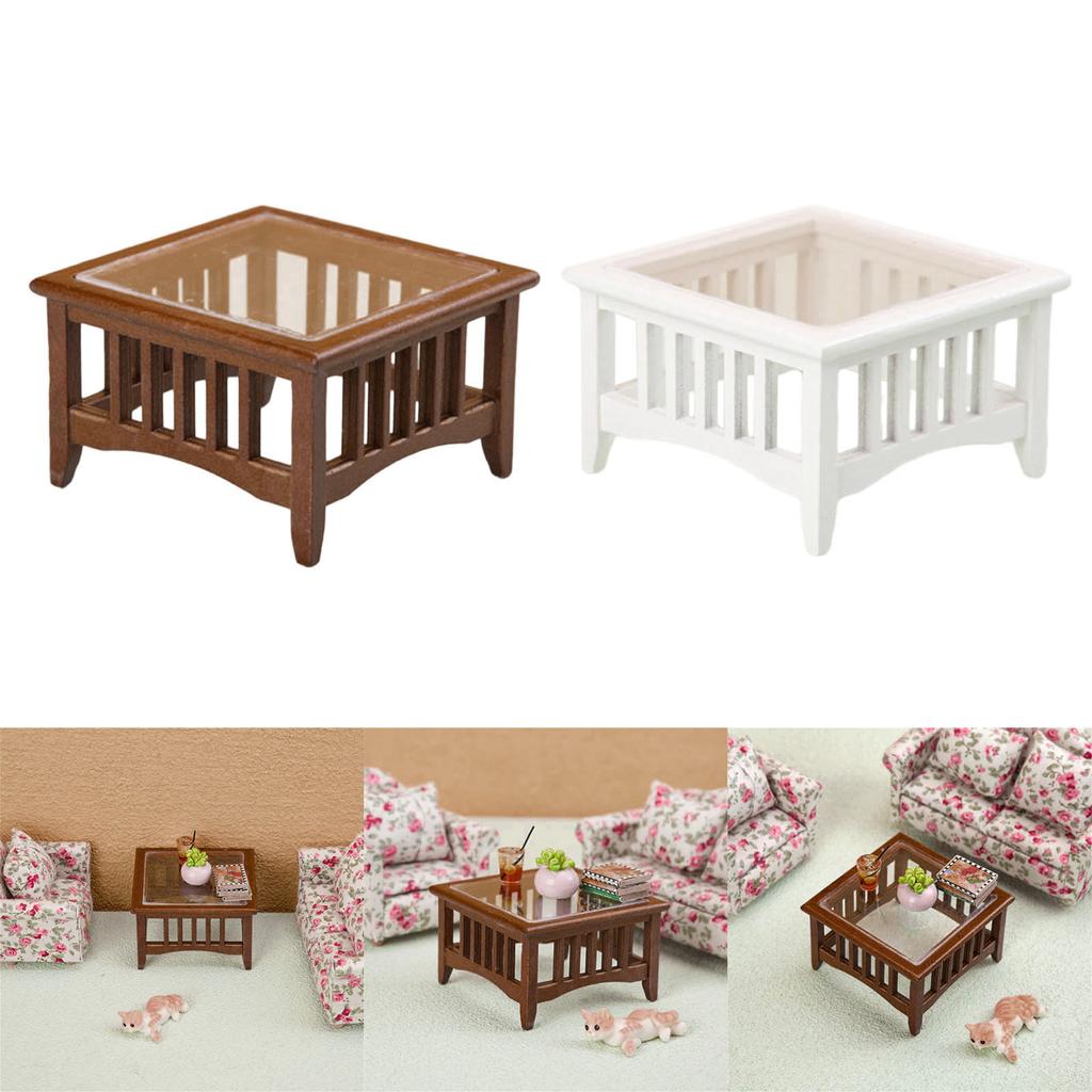 Dollhouse Furniture Mini Wooden Tea Table Dollhouse Miniature Model Doll House Decoration Doll House Accessories 1:12