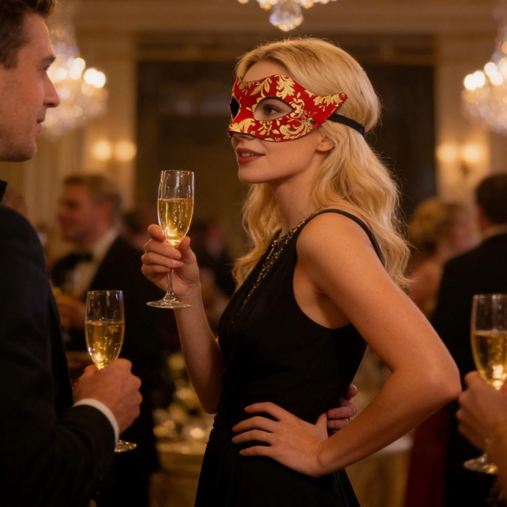 Venezianische Cosplay-Maske Goldene Jazz-Maskerade Halbgesichts-Augenmaske für Damen und Herren Sexy Halloween-Party-Dekoration Zubehör