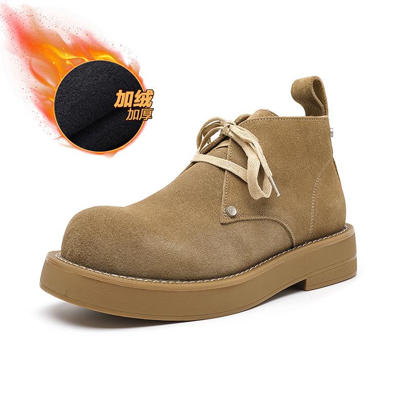 Buty Derby Big Head Męskie Modne Okrągły Czubek Vintage Martensy Buty Robocze Wysokie Pustynne 4729-R