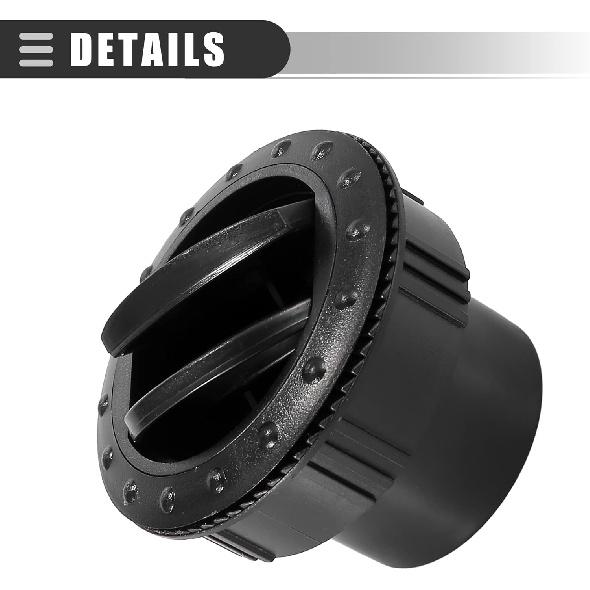 Motoforti Universal Round AC Air Outlet Vent Louvered Dashboard Electroplate Knob, for RV Pickup Bus Boat Yacht Caravan, ABS, 60mm, Black, 4Pcs