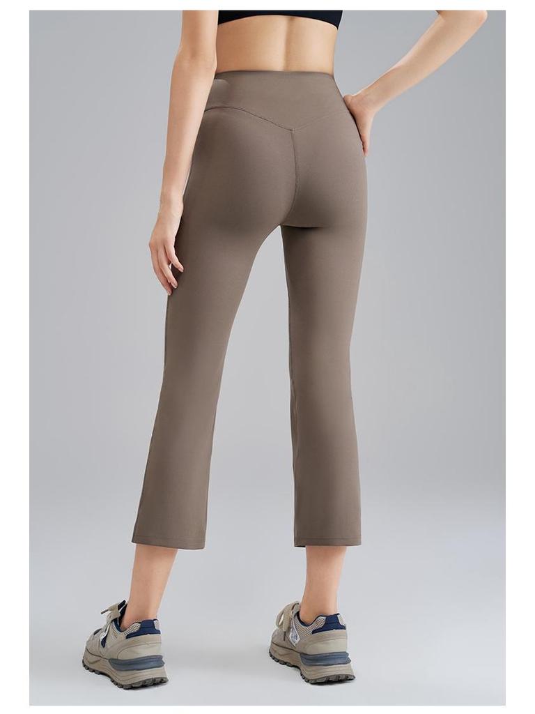 High-Waist Nude Yoga Flared Pants - Women's Summer Elastic Bodycon with Peach Hip Shaping