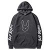 Bad Bunny Print Fleece Hoodie Unisex Casual Pullover Streetwear Customizable Sweatshirt