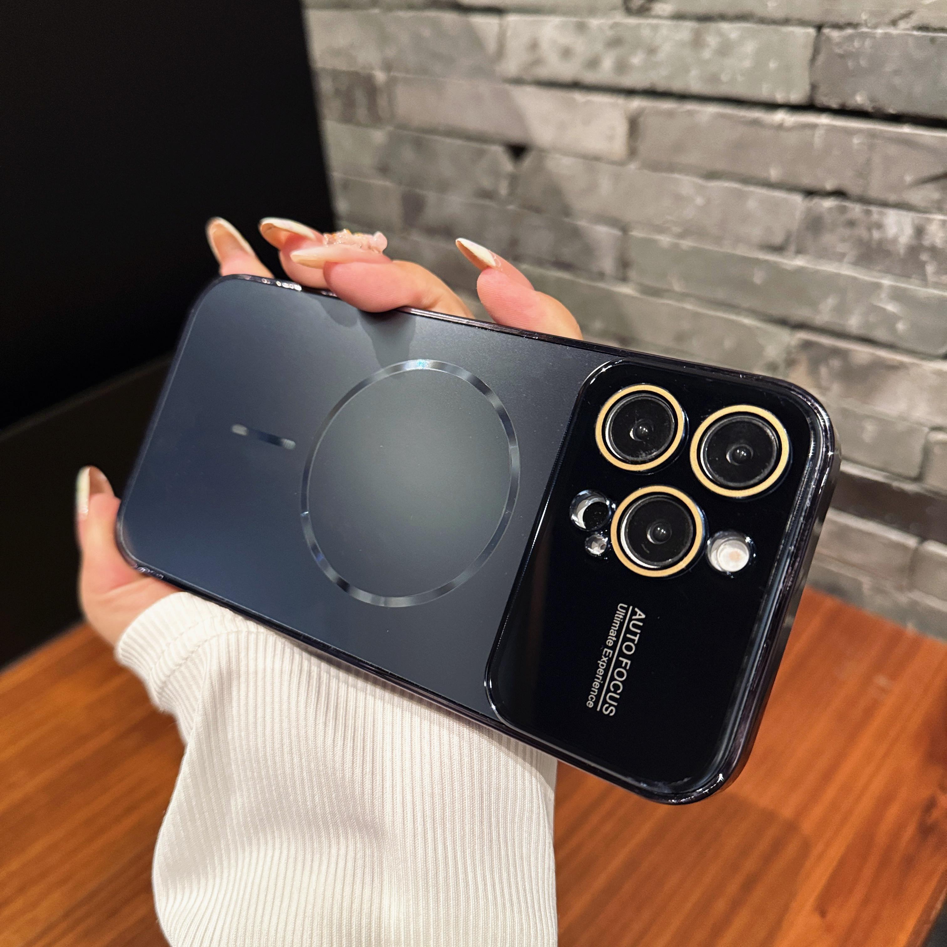 

Plating Nano Frosted Large Lens Glass Protect Case For iPhone 17 16 15 14 Pro Max For Magsafe Magnetic Wireless Charge Cover iPhone17 Pro