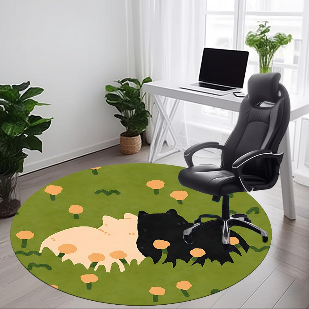 1pc Cat "Paw" Office Round Area Rug, Under Office Chairs Bedroom Living Room Home Decor, Room Deco, Available in Various Sizes