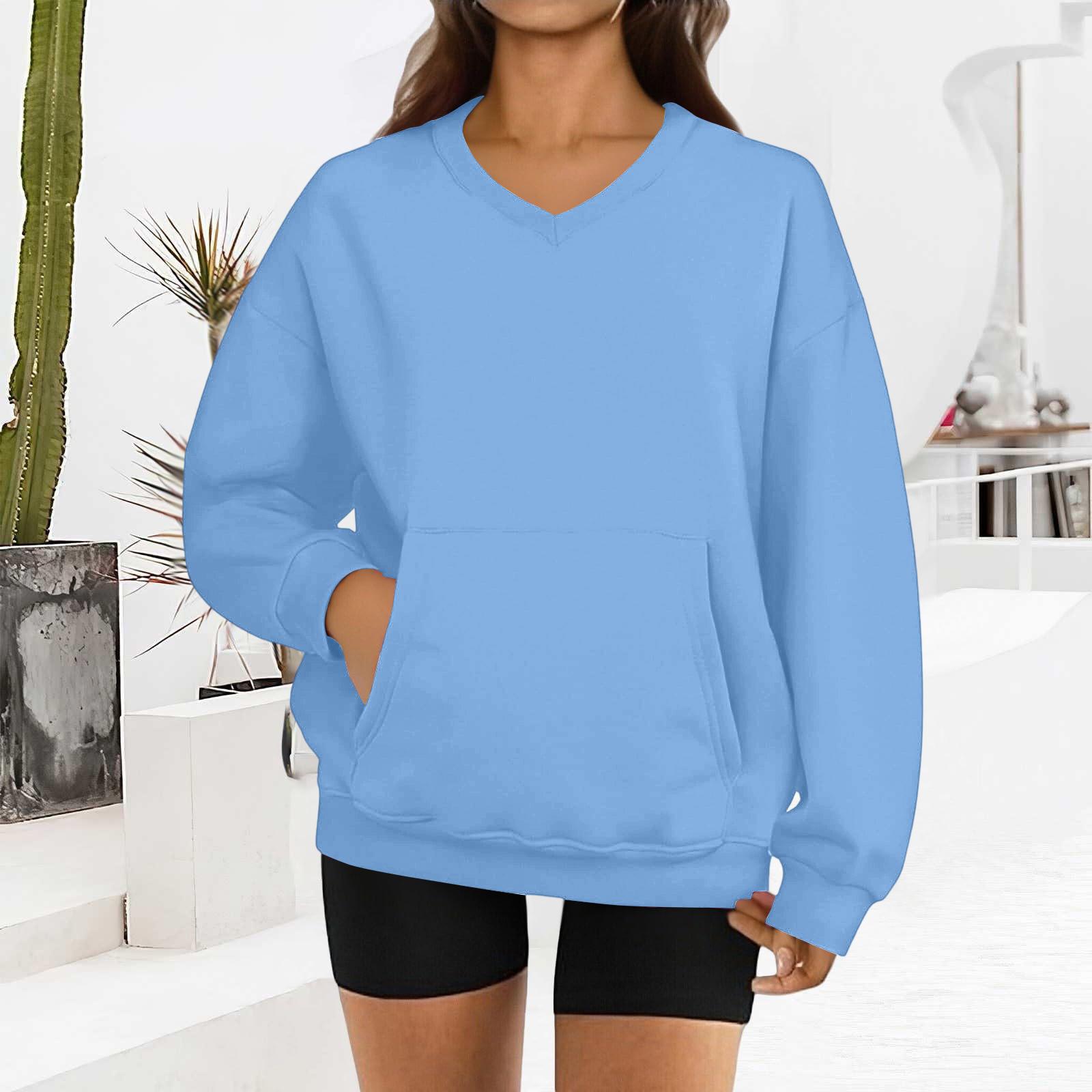 

Женский модный однотонный свитшот с длинным рукавом и V-образным вырезом L