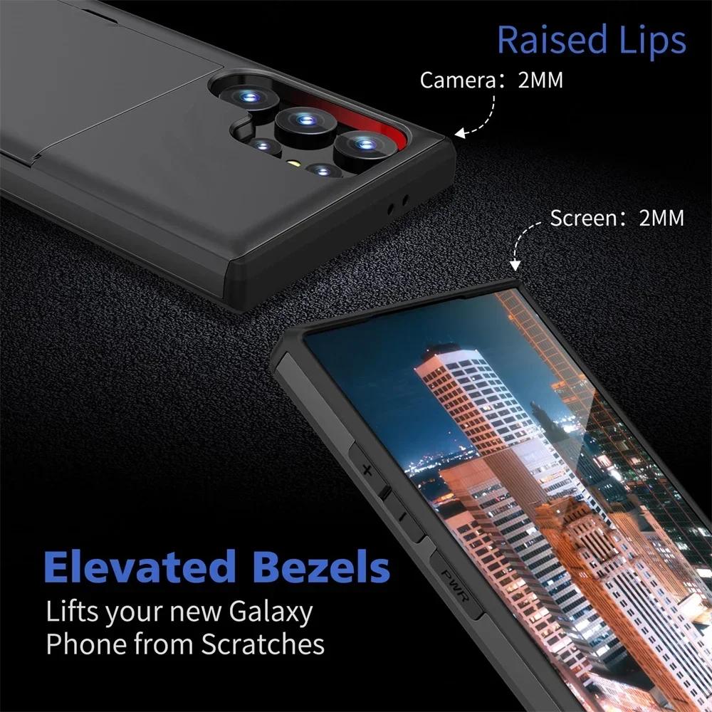 Slim Dual Lay Heavy Protector Case For Samsung Galaxy S26 S25 S24 S23 S22 S21 Ultra Plus FE A55 Hidden Card Slot Wallet Cover