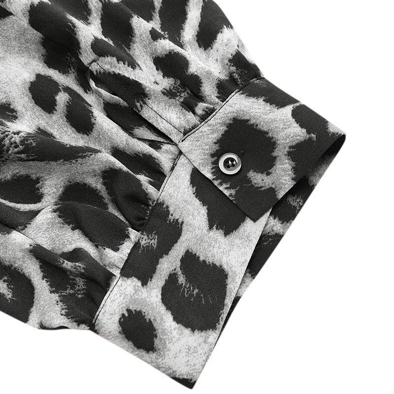 2020 Women's European Retro Leopard Print Short Sleeve Jumpsuit, Loose Plus Size, High Waist, Leg-Slimming Design