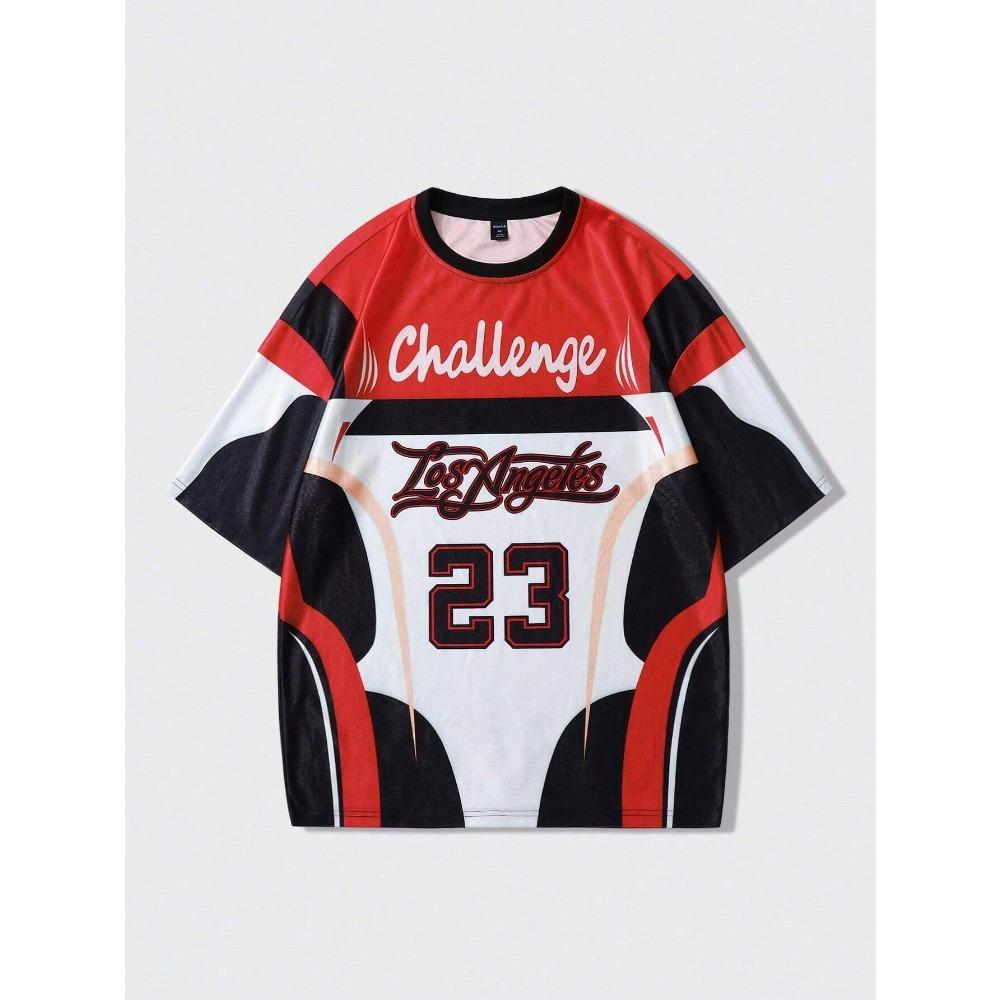 Summer men's motorcycle racing printed T-shirt round neck short sleeved sports neutral casual T-shirt