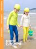 Dopamine Fluorescent Green Teen Sun Protection Quick-Dry Long Sleeve Swimsuit