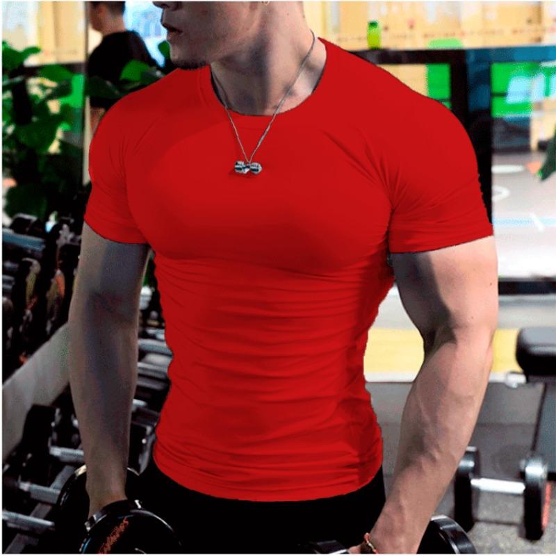 Mens Plain Short Sleeve Slim Fit T Shirt Custom Print For Gym Workout