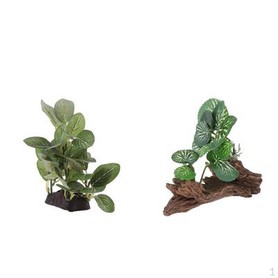 2x Terrarium Decor Plant Creates Natural Hiding for Reptile &Amphibians