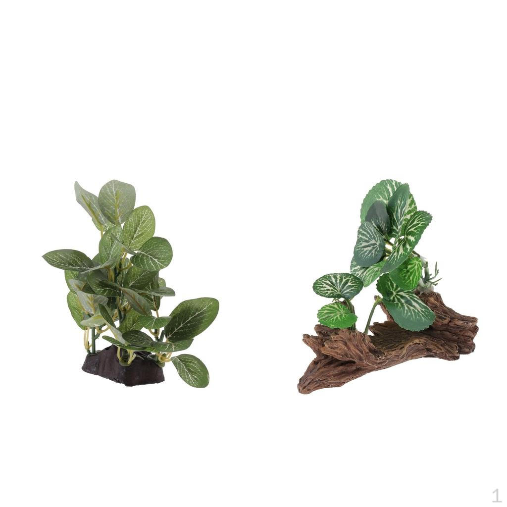 

2x Terrarium Decor Plant Creates Natural Hiding for Reptile &Amphibians