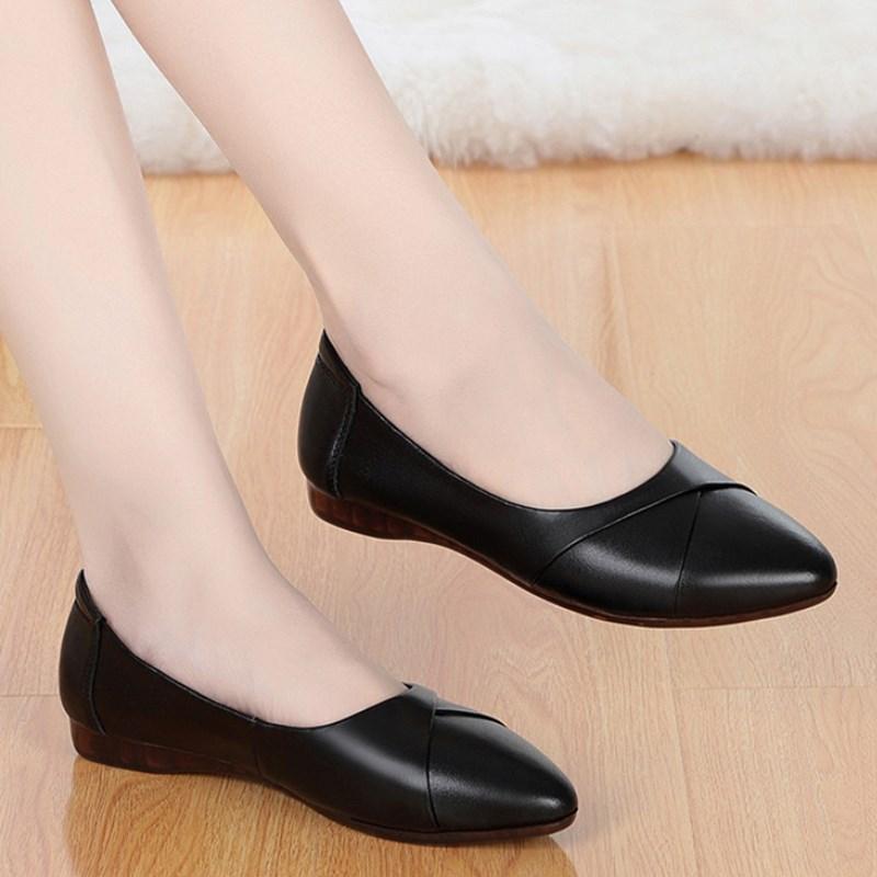 Podzimní dámské ploché boty z pravé kůže Pohodlné dno Velké ležérní mokasíny Mateřské boty