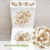 1pc/2pcs Creative Gold Flower Waterproof Toilt Sticker Bathroom Wall Background Decal Home Decoration Self-adhesive Posters