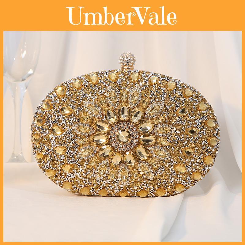 Elegant Oval Purse With Diamond Decor For Prom And Wedding Celebrations