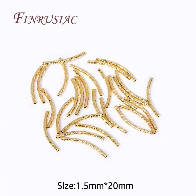 20/25/30MM Long Curved Tube Beads 18K Gold Plated Texture Tube Beads For DIY Bracelet Necklace Jewelry Making Supplies Accessory
