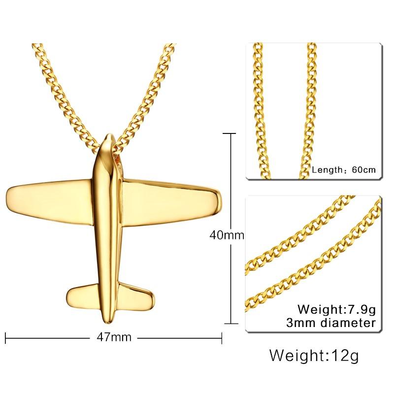Simple Men Stainless Steel Aircraft Airplane Pendant Necklace Men Chain Necklaces Jewelry Gifts