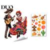 Easy Install Window Pavement Day of The Dead Clings, Halloween Double-Sided Skull Sticker, Ethnic Pattern Wall Art Colorful Flower Skeleton