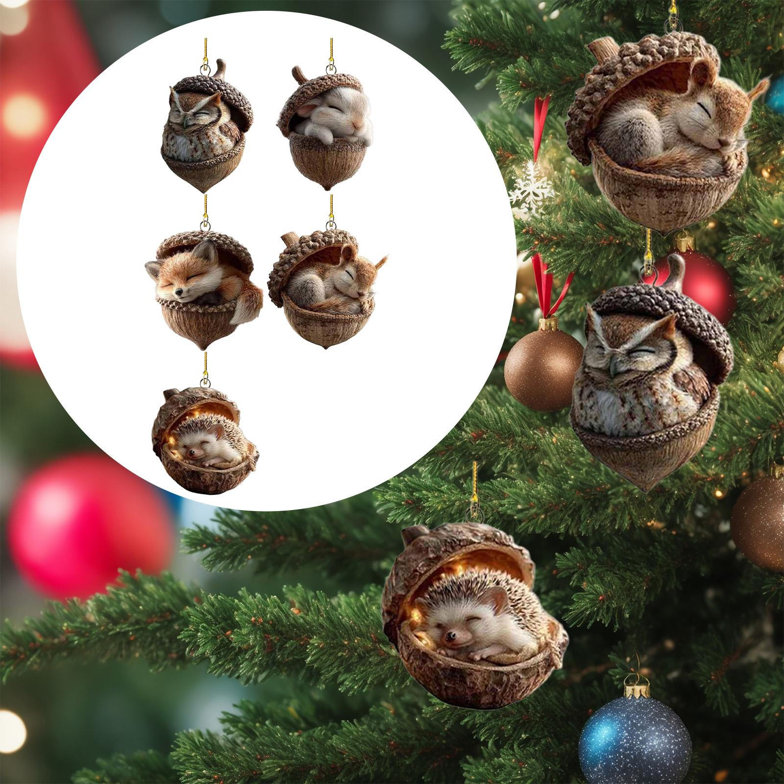 

2D Flat Acrylic Hanging Decorations Christmas Tree Decoration Door Pendant Animal Ornament for Style C