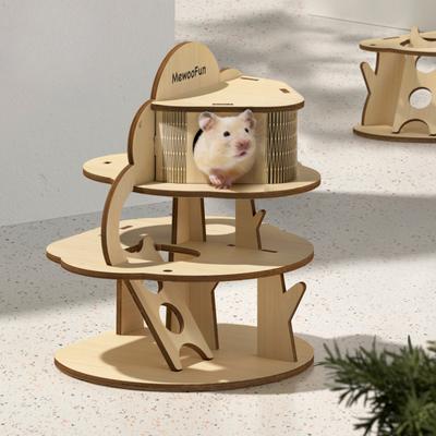 Three Layer Platform Toy Hamster Special Shelter Wooden Nest Landscaping Supplies Hamster Fun Furniture Climbing Ladder
