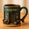 Caneca de Café 3D Pub Irlandês 330ml Xícara de Café da Manhã para Chá Café Cerveja Suco Resina Utensílios de Bebida para Homens Mulheres Família Amigos