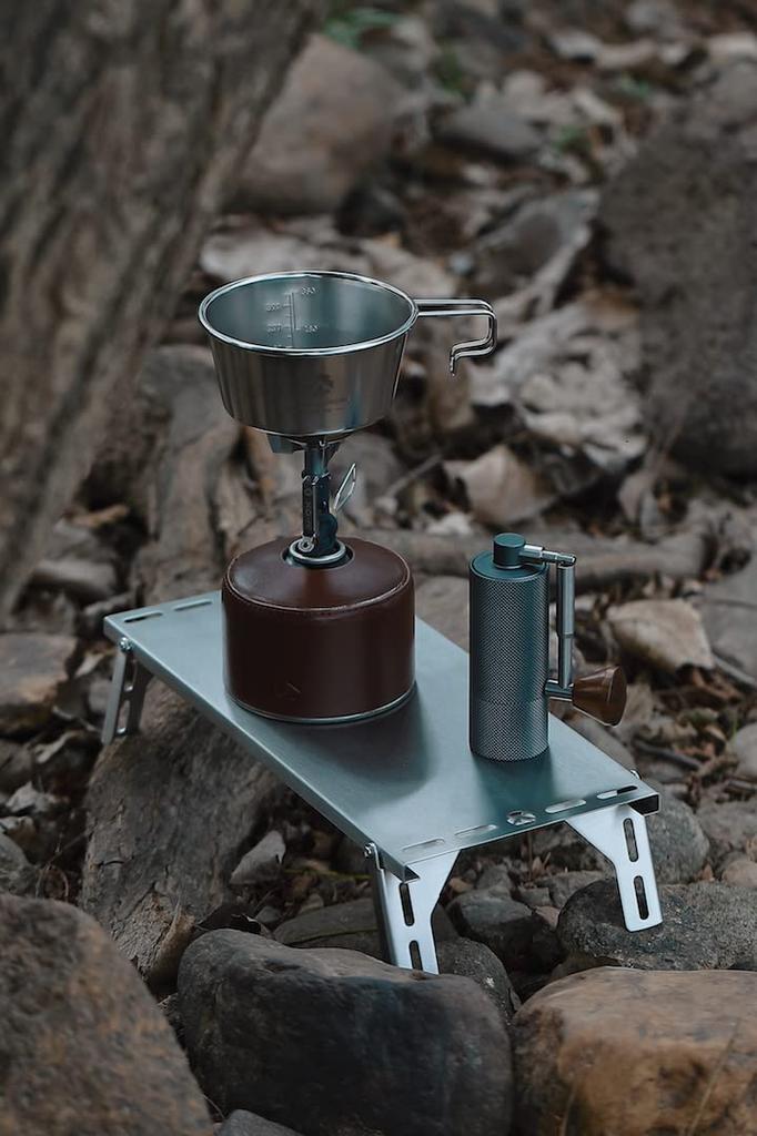 CAMPING MOON Solo Kitchen Esbit Solo Table, All Stainless Steel, with Storage Bag, SK-8S