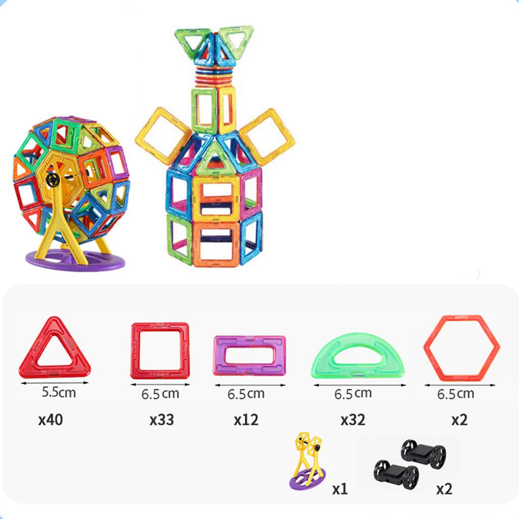 Magnetic Tiles Building for Kids - Strong Construction STEM Toys Set for Creative Play & Learning