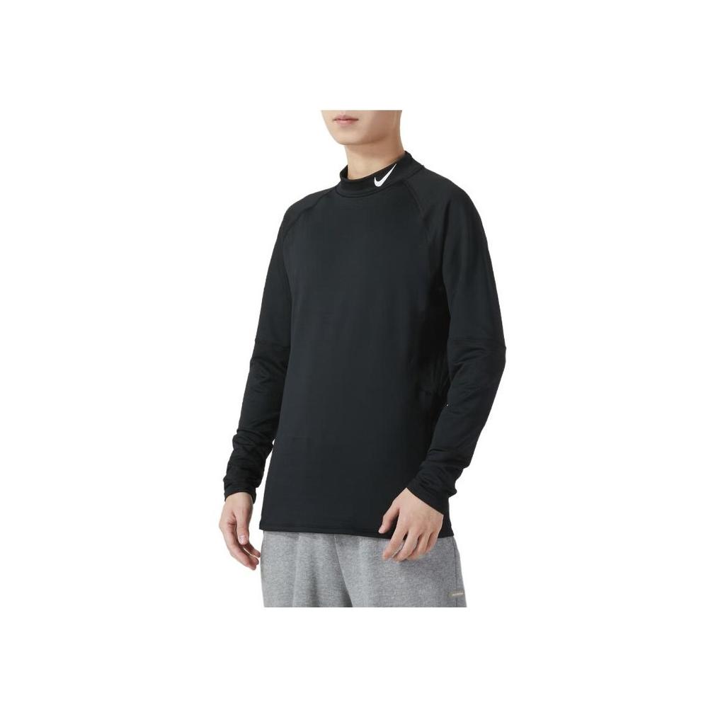 Nike Solid Color Half-Zip Mock Neck Casual Sport Breathable Long Sleeve Raglan T-Shirt Men Tops Black FB8516-010
