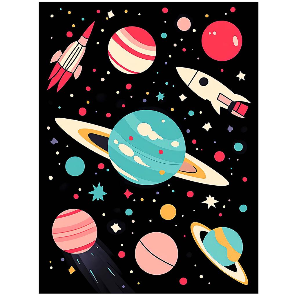 Plakat Kosmiczna Podróż Plakat Kosmiczna Podróż, 40X50 Cm, Rama Aluminiowa Czarna, Papier Matowy 230 Gsm