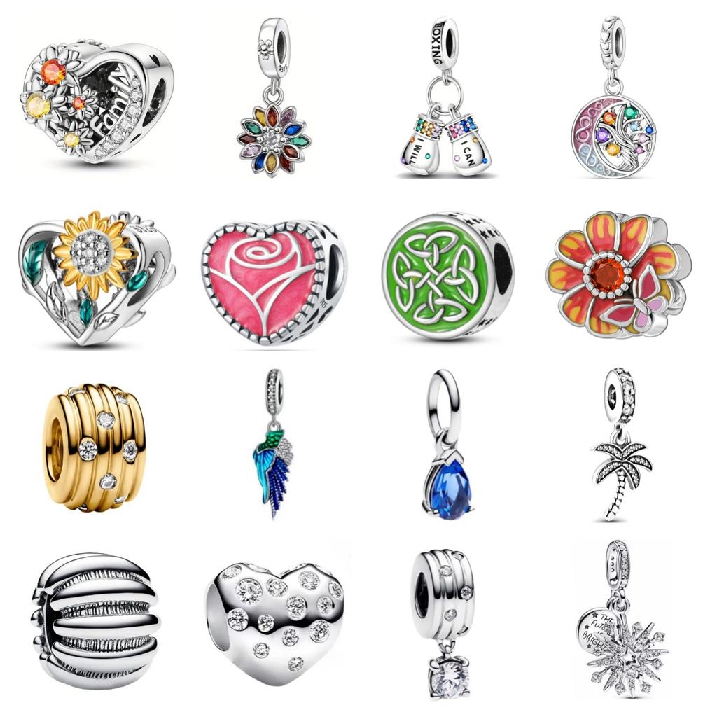 Nieuwe Koperen Accessoires Veer Hanger Bedel Zonnebloem Hart Kralen Passend voor Originele Armband Sieraden Voor Cadeaus