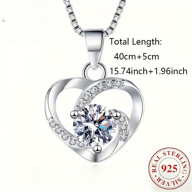 Ladies925Sterling silver necklace with heart-shaped design, fashionable collarbone chain, inlaid with synthetic zircon, a perfect gift for Mother's