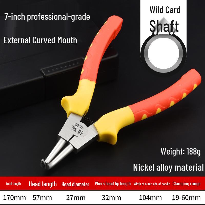 7-Inch Multifunctional Snap Ring Pliers for Internal & External Use - Professional Circlip, Retaining, Expanding, and Spring Pliers