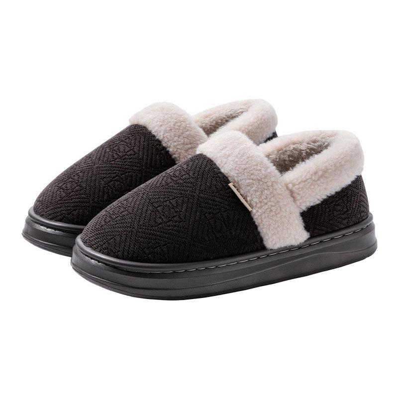 2025 Plus Size Non-slip Plush Wool Slippers for Elderly: Cozy Cotton Indoor Footwear for Autumn and Winter