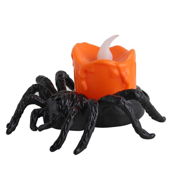 Flameless LED Candle Lights Halloween Spider Tea Light Decoration Battery Operated 3D Electric Flickering Fake Candle for Home Decor