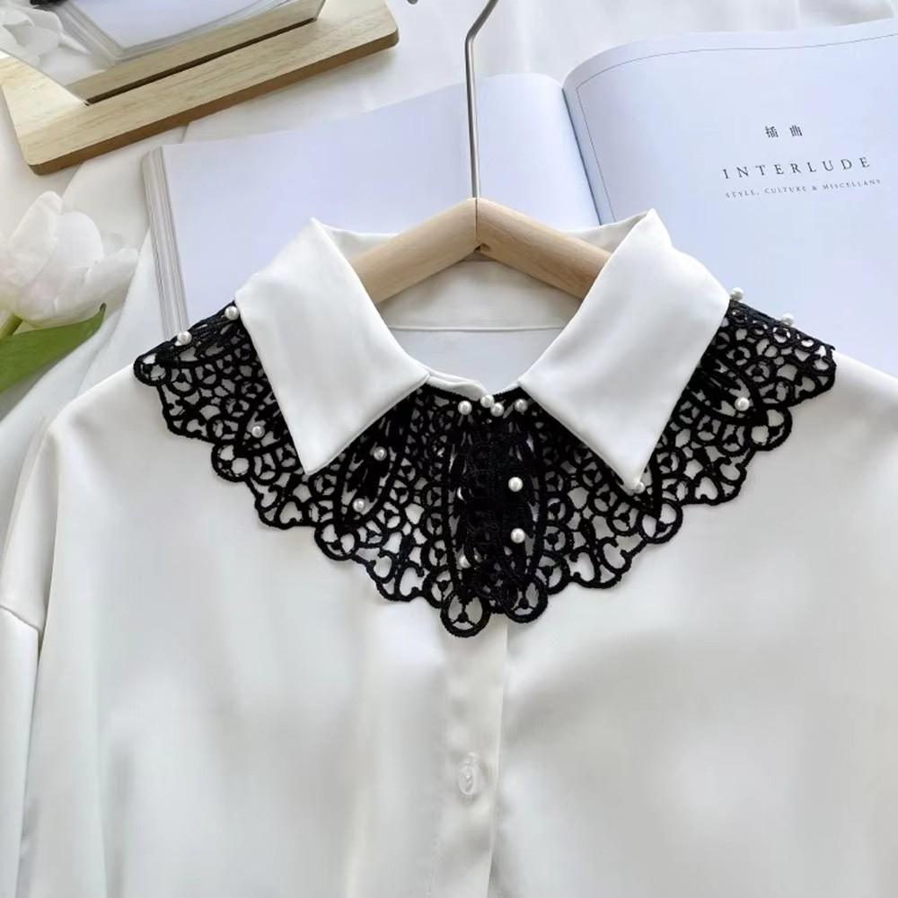 Ruffled Trim Detachable Collar Floral Lace False Collar Sweet Style Fake Collar Women's Fashion
