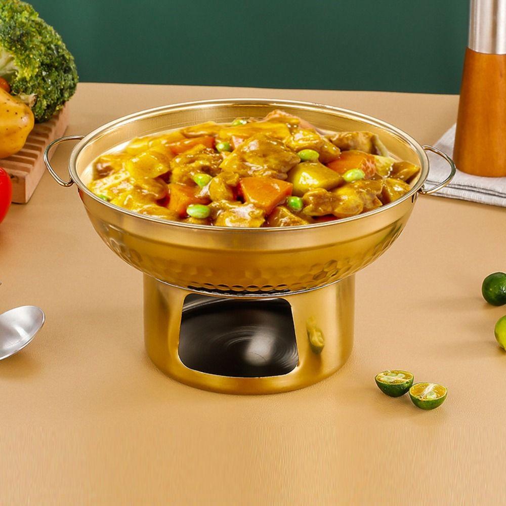 Thickened Stainless Steel Hot Pot 20/22cm Double Ears Hot Pot Thai Hot Pot Food Serving