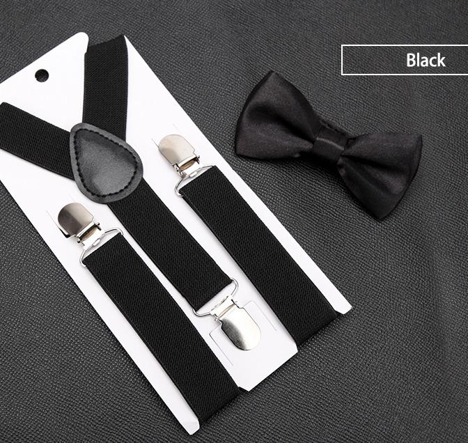 Kids Suspenders Bow Tie Set Boy Girl Retro Adjustable Suspenders Children Baby Braces Clip-on Trousers Wedding Ties Accessories
