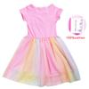 9192 Kinder Mädchen Steal a Brainrot 67 Six Seven Print Kurzarm Baumwolle Lässig Regenbogenkleid