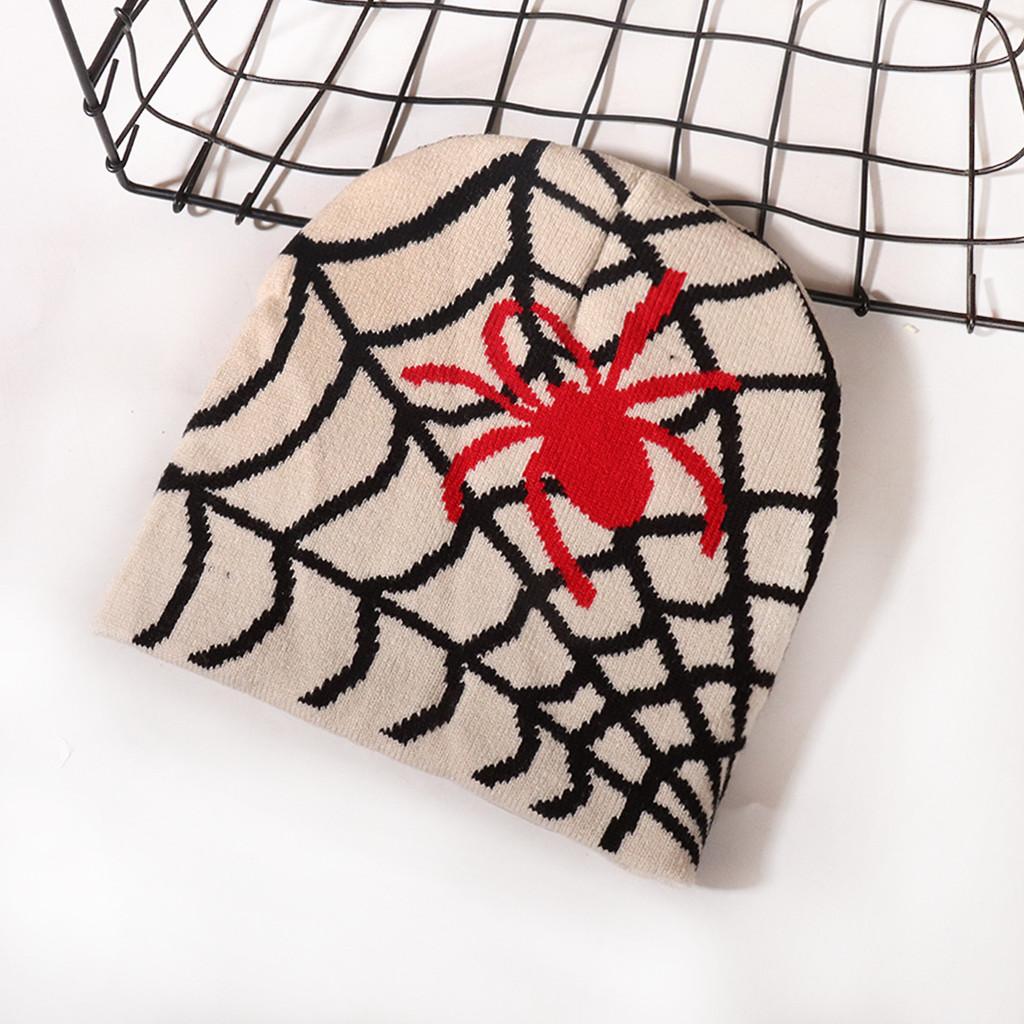 Spider Pattern Knit Beanie For Men And Women Warm Streetwear Fashion 2023