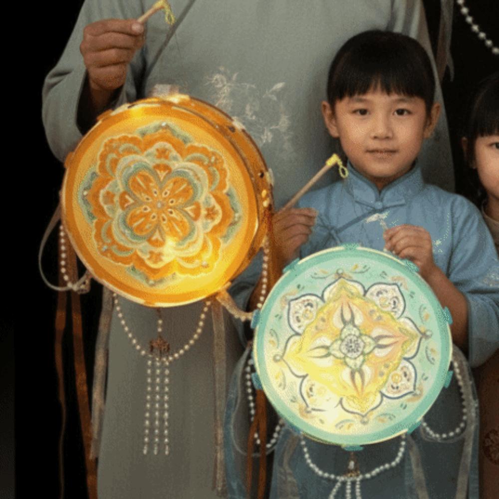 Pearl Bead-strand Flower Drumlamp LED Warm Glow Ancient Style Light  Crafting Activity