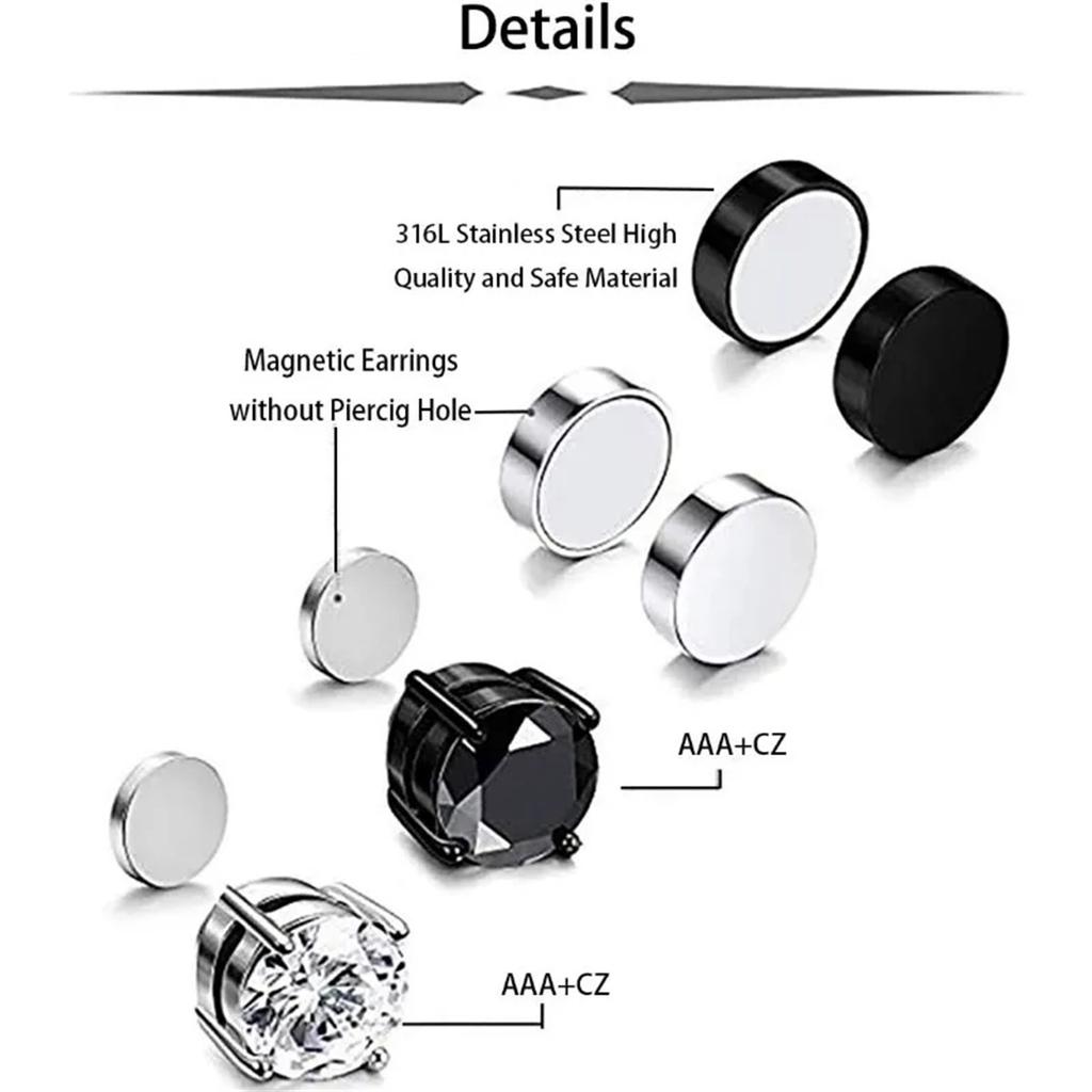8-12 Stück Modische 316 Edelstahl Magnetische Ohr Manschetten Ohne Piercing Zirkonia Falsche Ohrringe Set Für Tägliches Tragen