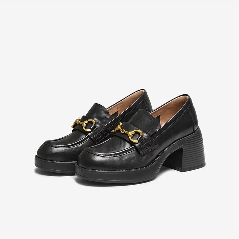 TATA Women's Chunky Sole British Style Slip-On Loafers