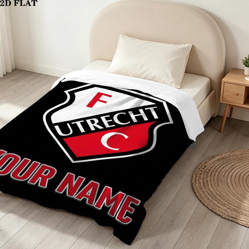 Custom Name Fc Utrecht Print Flannel Blanket, High Quality Comfortable for All Seasons, Home Decor, Warmth and Comfort, Perfect for Christmas Gifts