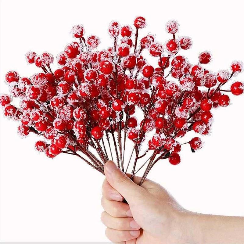 Weihnachtsdekorativer Blumenstrauß Simulierte Weiße Beeren-Accessoires Stecklinge Schneeflocke Wintergrün Fruchtmaterial Stecklinge Neu