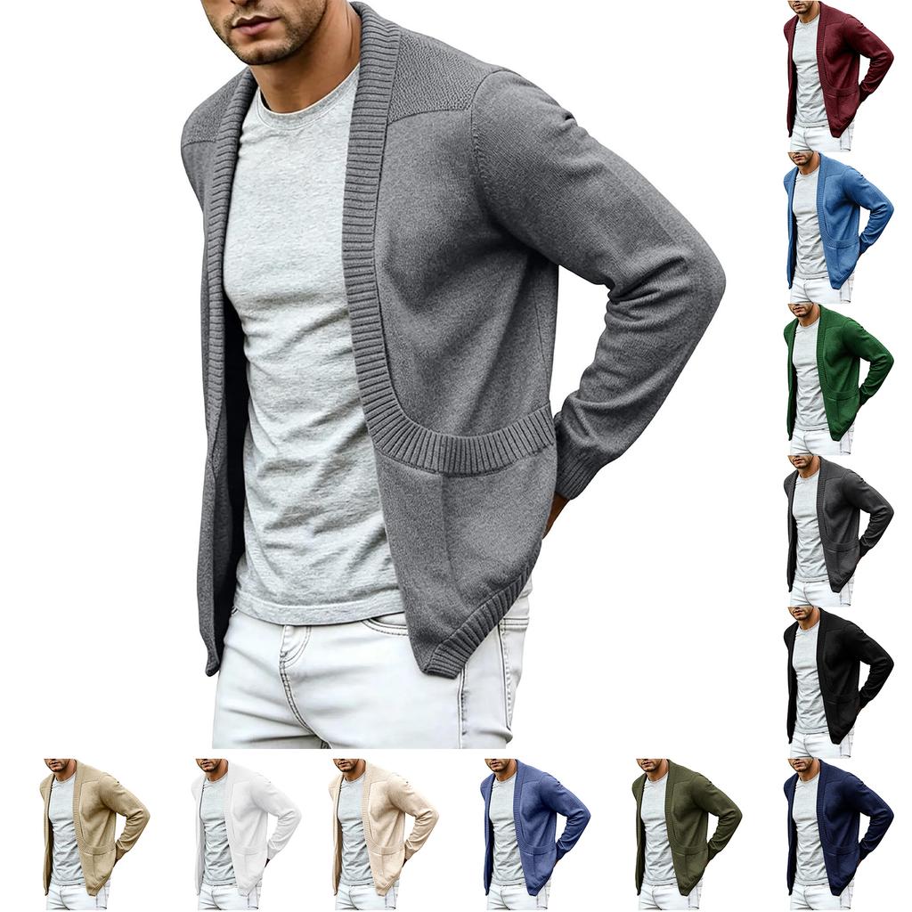 Men's Shawl Collar Cardigan Sweater Casual Knit Long Sleeve Lightweight Outerwear for Spring and Fall