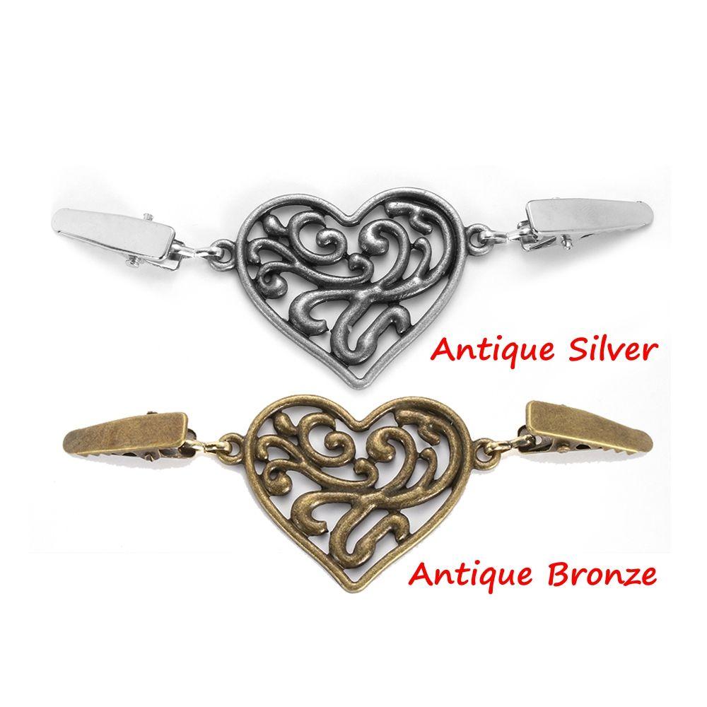 Trendy Winter Heart Pattern Retro Sweater Blouse Pin Cardigan Clip Shawl Brooch Duck Clip Clasps