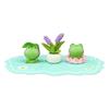 3Pcs Frog Figure with Pad Resin Frog Car Ornament Mini Green Plant Bonsai Pot Home Office Decor Car Interior Accessory