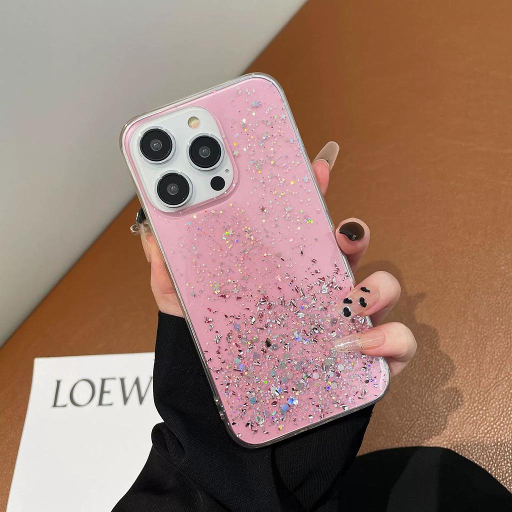 Applicable To Samsung S25edge Protective Case Silver Foil Star Glitter Epoxy TPU Transparent Mobile Phone Soft Case