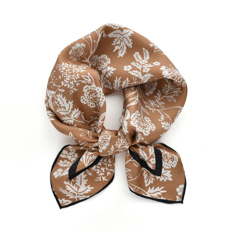 

Camel luxury natural silk scarf women hijab printed flower 100% real silk twill scarves shawl 65cm square bandana ladies spring